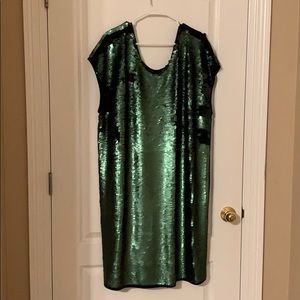 Eloquii green matte sequin dress